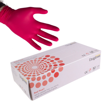 Scatola da 100 Guanti in Nitrile Rosso Unigloves Red Pearl