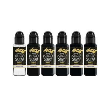 Inchiostro per Tatuaggi Kuro Sumi Imperial Tattoo Ink - Marta Make Fine Art Black and Grey Set 6 x 44 ml