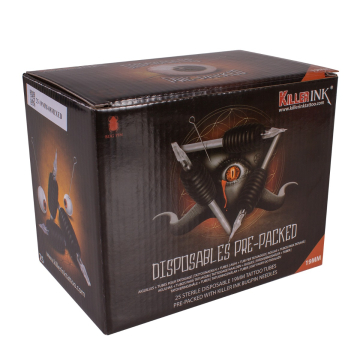 Scatola Mista da 25 Grip e Tip Monouso Killer Ink 19mm Tubi Pre-Imballati con Aghi Bug Pin 0,25MM