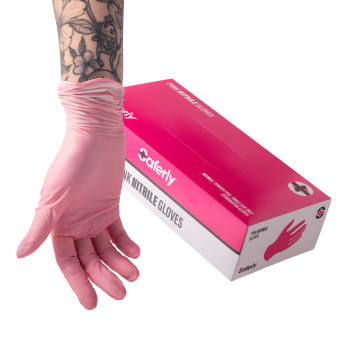 Scatola da 100 Guanti Rosa in Nitrile Saferly - Confezione da 10