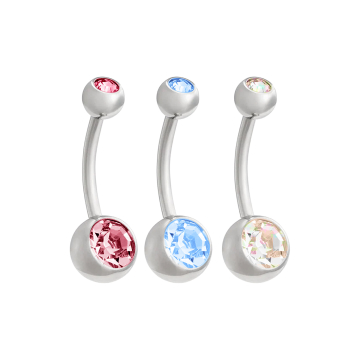 Anello per ombelico in titanio con doppio gioiello Tilum
