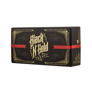 Scatola da 50 Black N Gold Legacy Aghi per tatuaggio premium - Straight Round Liner