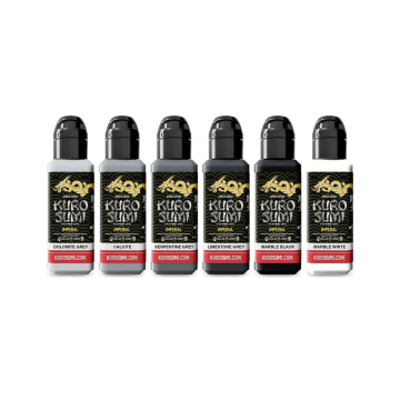 Set Kuro Sumi Imperial Tattoo Ink - Marble Stone - 6 x 44 ml