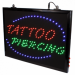 Segnale LED da Studio Tatuaggi 'Tattoo + Piercing' con Catena