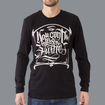T-Shirt a Maniche Lunghe Hustle Wear Luxury El Whyner 'Cant Knock The Hustle' in Nero