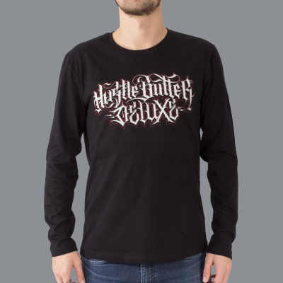 T-Shirt a Maniche Lunghe Hustle Wear Luxury El Whyner 'Hustle Butter Deluxe' in Nero