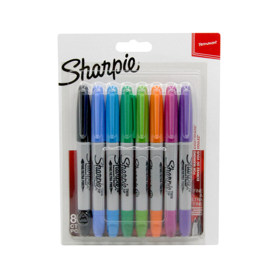 Scatola da 8 pennarelli assortiti Sharpie Twintip a punta fine e ultra fine