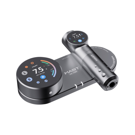 Macchinetta per Tatuaggi Dragonhawk Mast Archer Ultra con Dock di Ricarica - Grigio Opaco - Corsa da 4,5 mm