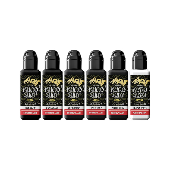 Kuro Sumi Imperial Tattoo Ink - Greywash Shading Set 6 x 44 ml