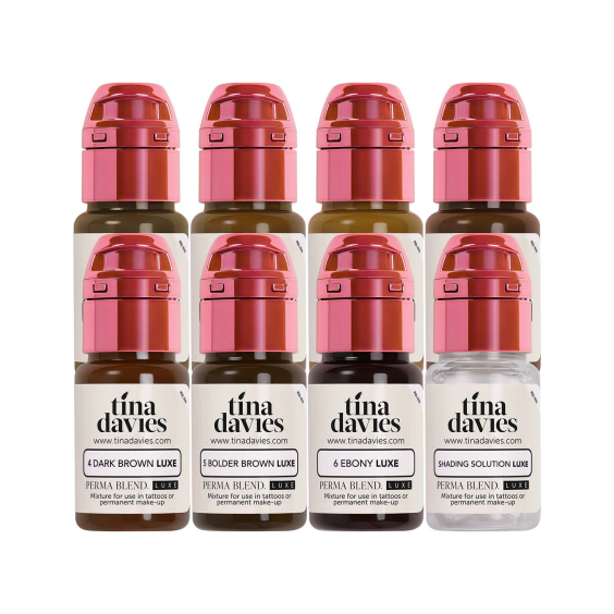 Inchiostro Perma Blend Luxe PMU - Collezione I Love Ink per sopracciglia di Tina Davies - 8x 15 ml