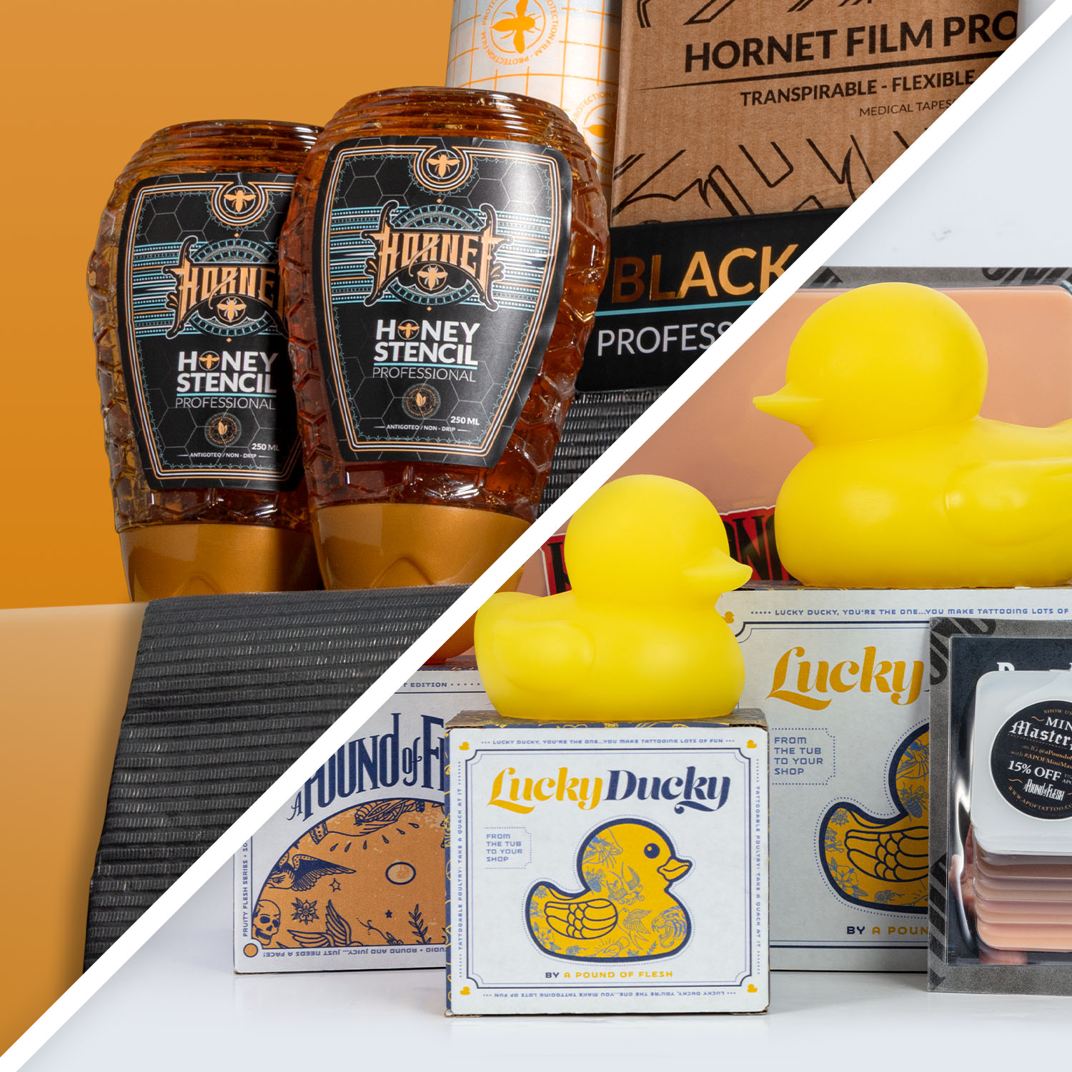 Prodotti per tatuaggi Hornet Honey e pelli sintetiche A Pound of Flesh